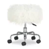 Zola White Faux Fur Rolling Swivel Stool -COSCO Store 810543344 1