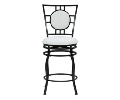 Newton White & Black Upholstered Faux Leather Adjustable Stool -COSCO Store 810543346 A0 2