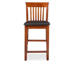 Kane Brown & Dark Cherry Upholstered Vinyl Padded Craftsman Counter Stool -COSCO Store 810543349 3