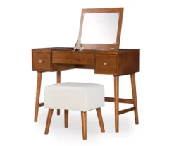Merci 2-Piece White & Walnut 2-Drawer Lifting Mirror Vanity Set 9 Merci 2-Piece White & Walnut 2-Drawer Lifting Mirror Vanity Set -COSCO Store 810543353 5