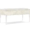 Cara White Faux Fur Acrylic Leg Bench -COSCO Store 810543373 1