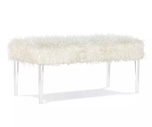 Cara White Faux Fur Acrylic Leg Bench 6 Cara White Faux Fur Acrylic Leg Bench - Image 4