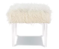 Cara White Faux Fur Acrylic Leg Bench 11 Cara White Faux Fur Acrylic Leg Bench -COSCO Store 810543373 5