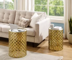 Asher Gold 2-Piece Pierced Metal Nesting Table Set -COSCO Store 810543376 A0 5