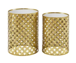 Asher Gold 2-Piece Pierced Metal Nesting Table Set -COSCO Store 810543376 A1 2