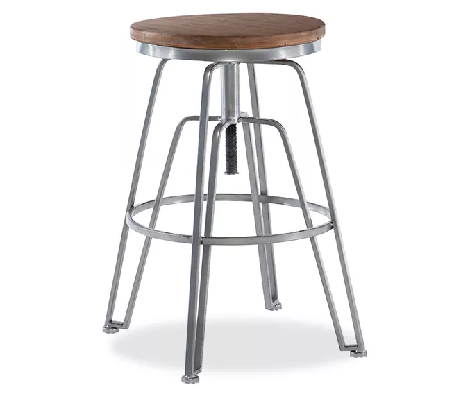 Brown Wood & Chrome Adjustable Swivel Bar Stool 3 Brown Wood & Chrome Adjustable Swivel Bar Stool