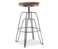 Brown Wood & Chrome Adjustable Swivel Bar Stool 11 Brown Wood & Chrome Adjustable Swivel Bar Stool -COSCO Store 810543377 5