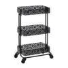 Mabry Black 3-Tier Pierced Floral Rolling Cart 1 Mabry Black 3-Tier Pierced Floral Rolling Cart -COSCO Store 810543382 1