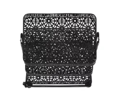 Mabry Black 3-Tier Pierced Floral Rolling Cart 10 Mabry Black 3-Tier Pierced Floral Rolling Cart -COSCO Store 810543382 5