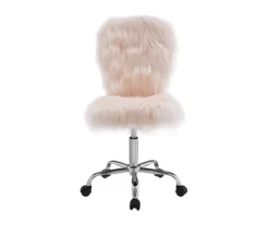 Comfort Home Blush Pink Faux Fur Swivel Chair -COSCO Store 810543388 3
