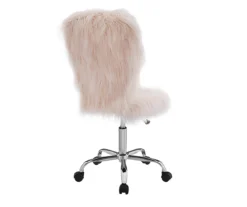 Comfort Home Blush Pink Faux Fur Swivel Chair -COSCO Store 810543388 4