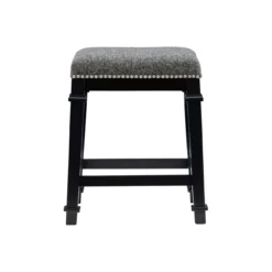 Clark Black & White Upholstered Tweed Backless Counter Stool -COSCO Store 810543399 4