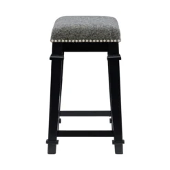 Clark Black & White Upholstered Tweed Backless Counter Stool -COSCO Store 810543399 5