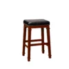 Clark Dark Cherry & Black Upholstered Faux Leather Backless Bar Stool -COSCO Store 810543402 1