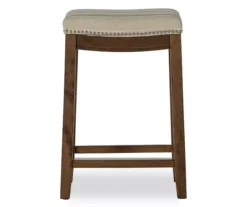 Brooke Natural & Dark Brown Backless Padded Counter Stool -COSCO Store 810543416 3