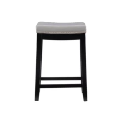 Brooke Gray & Black Faux Leather Backless Padded Counter Stool -COSCO Store 810543418 3