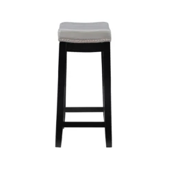 Brooke Gray & Black Faux Leather Backless Padded Counter Stool -COSCO Store 810543418 4