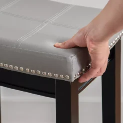 Brooke Gray & Black Faux Leather Backless Padded Counter Stool -COSCO Store 810543418 6