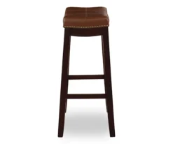 Brooke Cognac & Dark Brown Faux Leather Backless Padded Counter Stool -COSCO Store 810543421 4