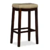 Brooke Beige & Dark Brown Faux Leather Backless Padded Bar Stool -COSCO Store 810543427 1