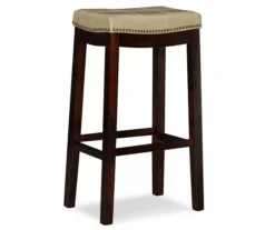 Brooke Beige & Dark Brown Faux Leather Backless Padded Bar Stool -COSCO Store 810543427 4