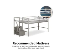 DHP Kaden Gray Junior Twin Loft Bed With Storage Steps -COSCO Store 810543776 1