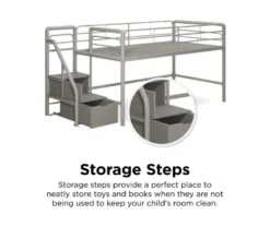 DHP Kaden Gray Junior Twin Loft Bed With Storage Steps -COSCO Store 810543776 3