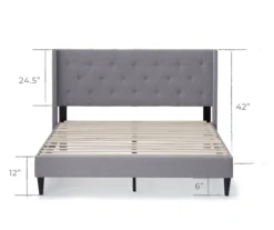 Isabelle Stone Upholstered Twin Wingback Bed -COSCO Store 810547604 810547608 810547627 810547612 3