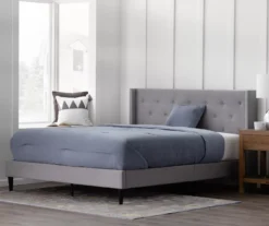 Isabelle Stone Upholstered Twin Wingback Bed -COSCO Store 810547604 810547608 810547627 810547612 5