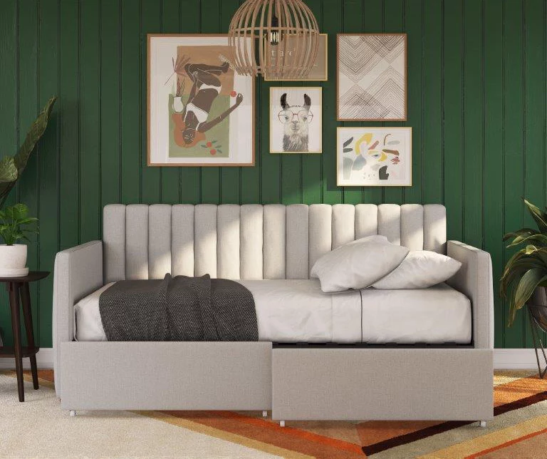 Brittany Gray Linen Upholstered Twin Storage Daybed 5 Brittany Gray Linen Upholstered Twin Storage Daybed - Image 3