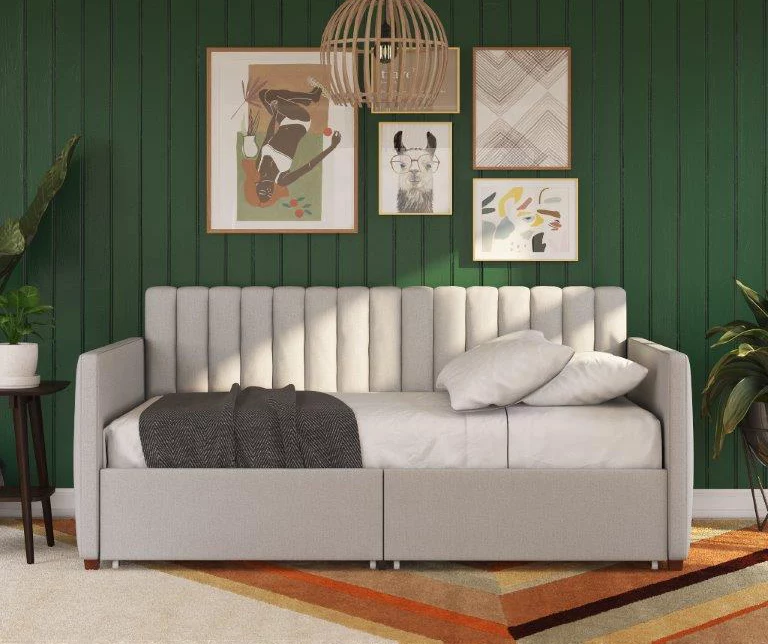 Brittany Gray Linen Upholstered Twin Storage Daybed 6 Brittany Gray Linen Upholstered Twin Storage Daybed - Image 4