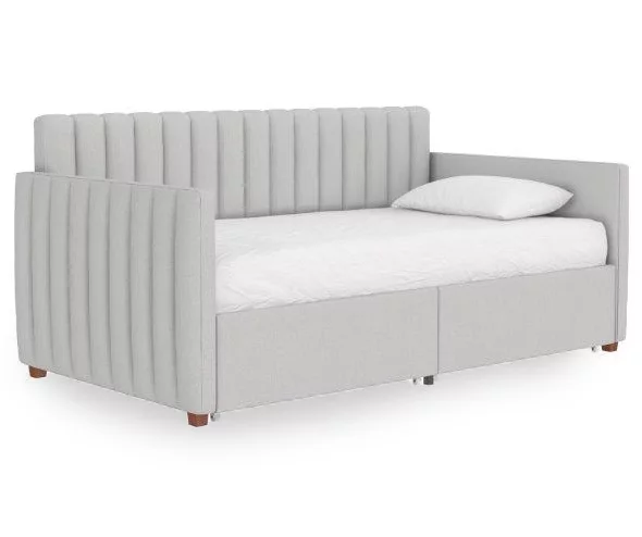 Brittany Gray Linen Upholstered Twin Storage Daybed 7 Brittany Gray Linen Upholstered Twin Storage Daybed - Image 5