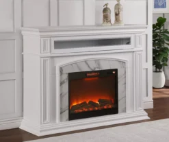 62" Grand White Faux Marble Electric Fireplace -COSCO Store 810570728 4