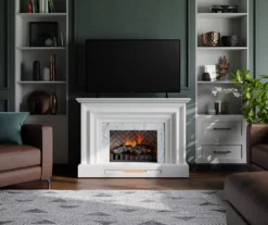 53.5" White Marble Petite Grand Electric Fireplace -COSCO Store 810570829 3