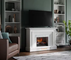 53.5" White Marble Petite Grand Electric Fireplace -COSCO Store 810570829 4