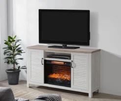 54" 2-Tone Shutter Door Electric Fireplace Console -COSCO Store 810571321 A8 02