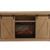 60" Light Brown Oak Barn Door Melamine Electric Fireplace -COSCO Store 810571322