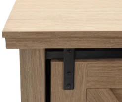 60" Light Brown Oak Barn Door Melamine Electric Fireplace -COSCO Store 810571322 3