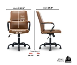 Camel Brown Vegan Leather Office Chair -COSCO Store 810583520 A6