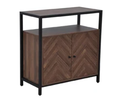 Walnut Chevron 2-Door Storage Cabinet -COSCO Store 810584249 A1