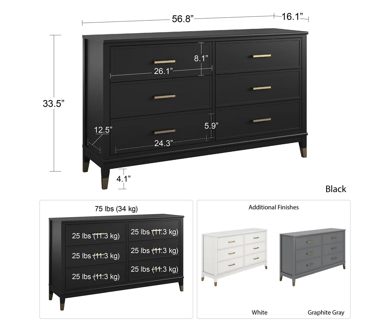 CosmoLiving Westerleigh 6-Drawer Dresser 22 CosmoLiving Westerleigh 6-Drawer Dresser - Image 20