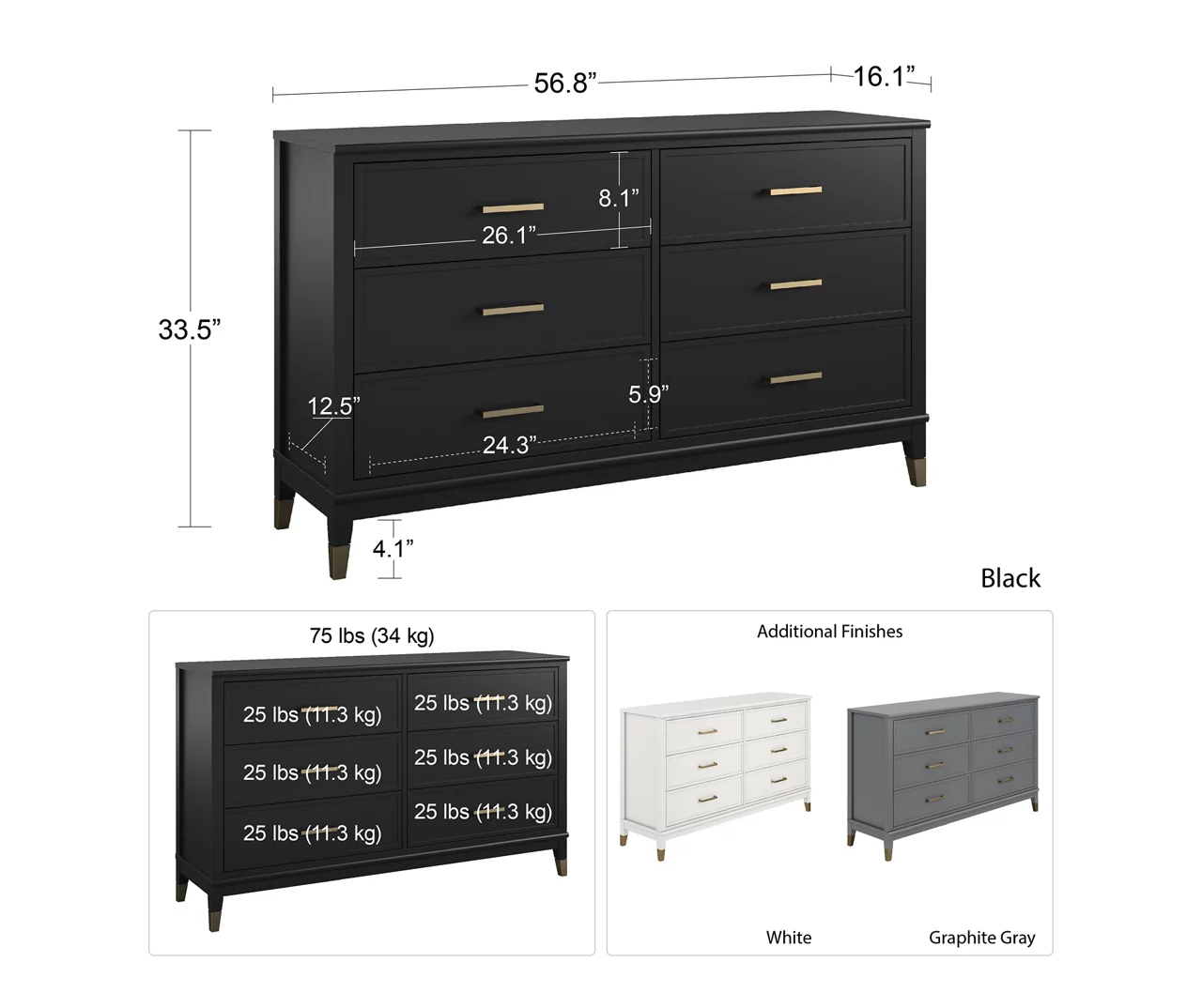 CosmoLiving Westerleigh 6-Drawer Dresser 7 CosmoLiving Westerleigh 6-Drawer Dresser - Image 5