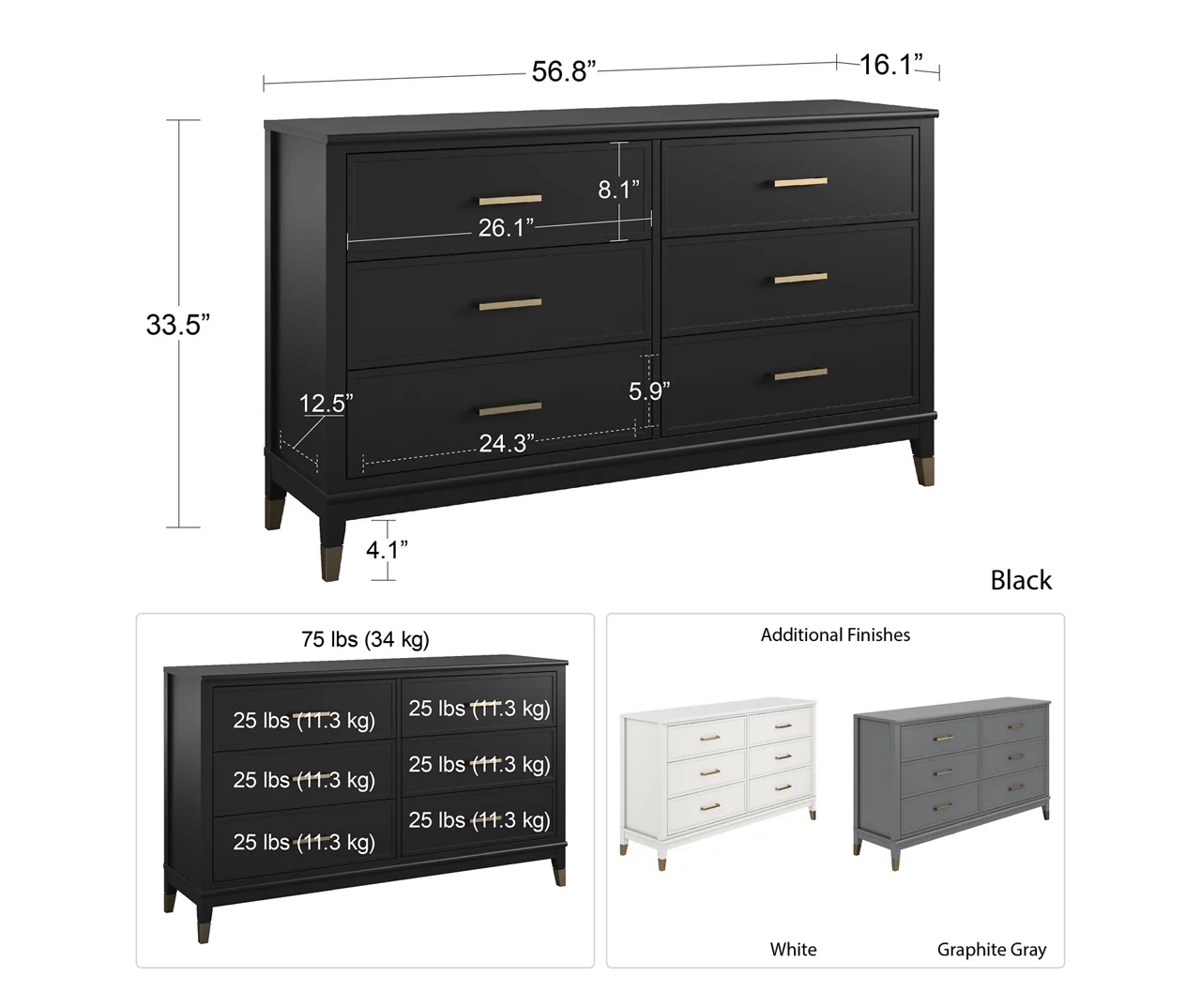 CosmoLiving Westerleigh 6-Drawer Dresser 13 CosmoLiving Westerleigh 6-Drawer Dresser - Image 11
