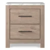 Senniberg Oak & Faux Calcutta 2-Drawer Nightstand -COSCO Store 810589298 1