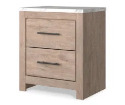 Senniberg Oak & Faux Calcutta 2-Drawer Nightstand -COSCO Store 810589298 2