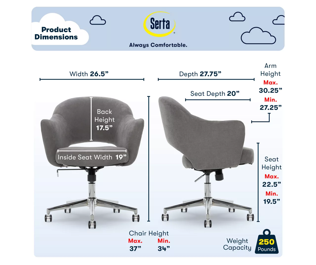 Valetta Gray Microfiber Office Chair 7 Valetta Gray Microfiber Office Chair - Image 6