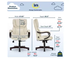 Conway Ivory Big & Tall Bonded Leather Office Chair -COSCO Store 810590382 6