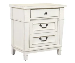 Kali Weathered White 3-Drawer Nightstand