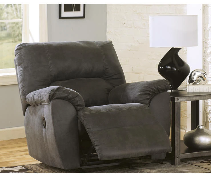 Tambo Pewter Faux Leather Rocker Recliner 4 Tambo Pewter Faux Leather Rocker Recliner - Image 2