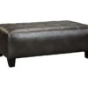 Nokomis Charcoal Faux Leather Oversize Accent Ottoman